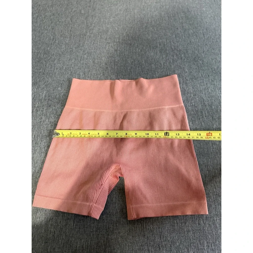 Colsie Women's Biker Shorts Pink Pull-On Ribbed Knit Stretch Solid Regular XL